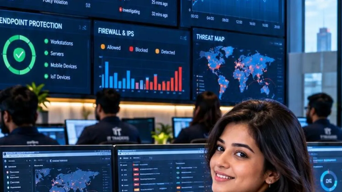 What IT Traders delivers: cybersecurity and SOC services with 24/7 threat monitoring dashboards