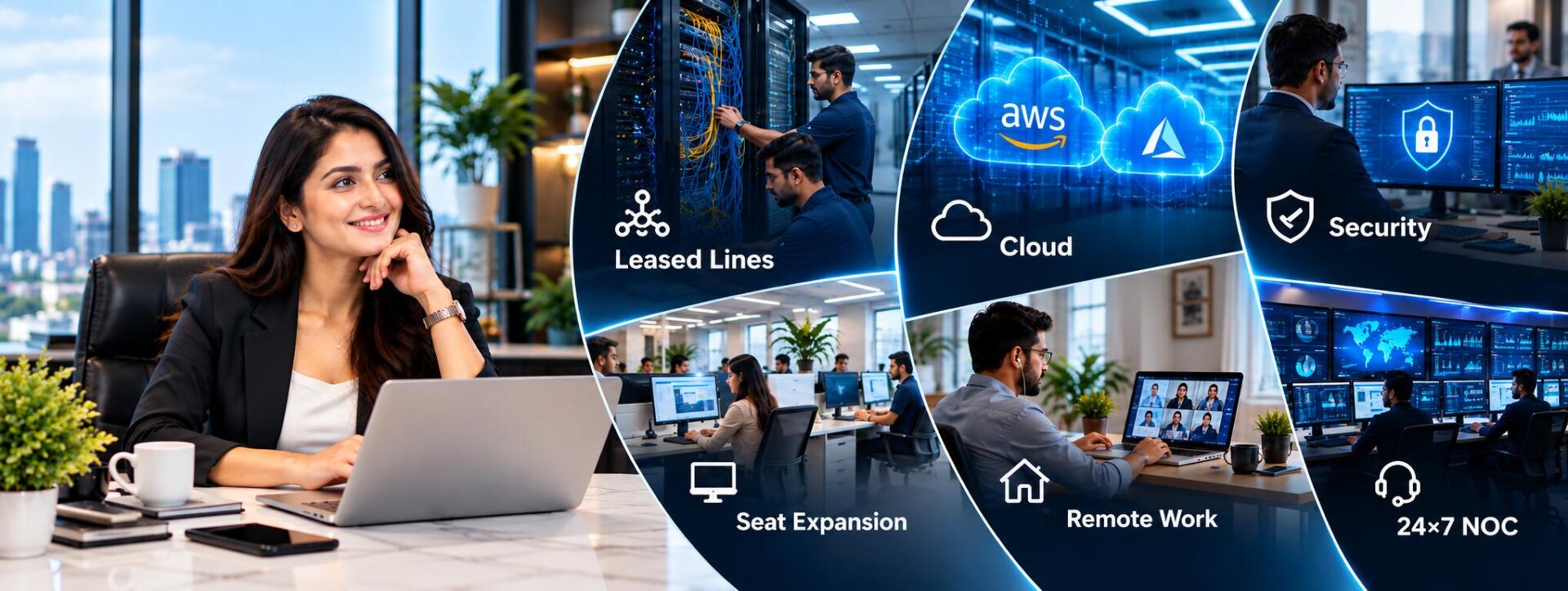 IT and ITeS company IT infrastructure with redundant leased lines, AWS and Azure cloud, client-audit security, seat expansion, remote work and 24x7 NOC support by IT Traders Pune