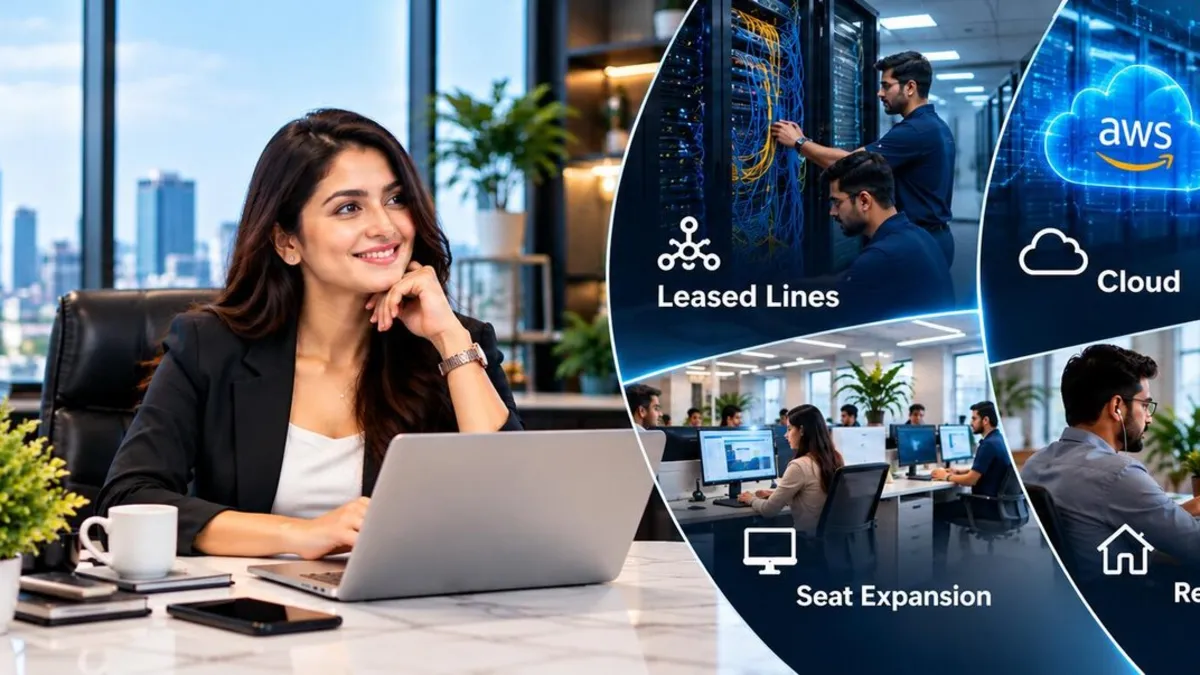 IT and ITeS company IT infrastructure with redundant leased lines, AWS and Azure cloud, client-audit security, seat expansion, remote work and 24x7 NOC support by IT Traders Pune