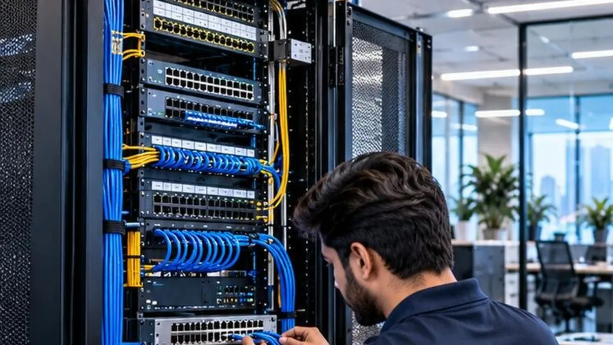 What IT Traders delivers: network design and structured cabling with racks, patch panels and Cat6 cabling