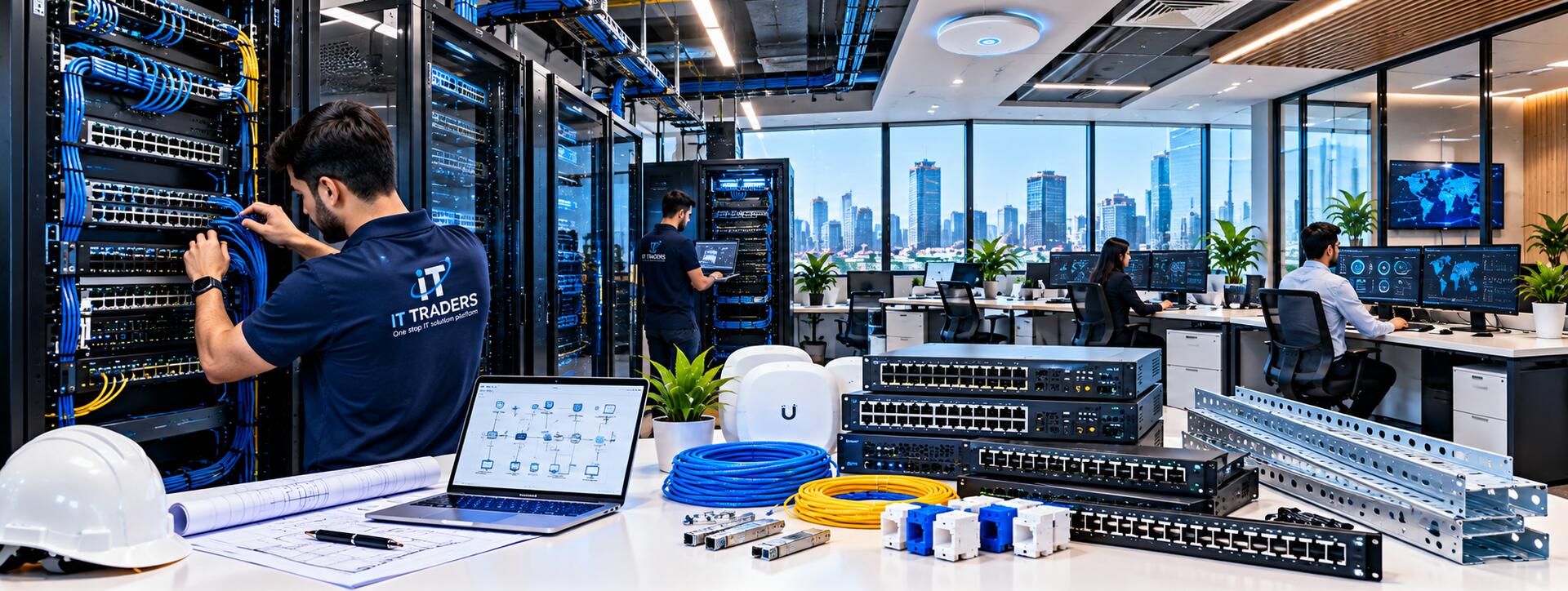 IT Traders network design and structured cabling with racks, patch panels and Cat6 cabling