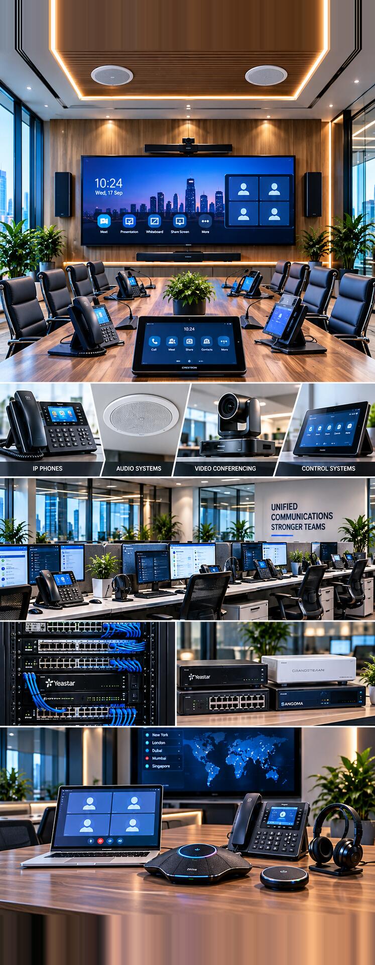 What IT Traders delivers: business VoIP phone system with IP desk phones, conference speakerphone and PoE switch
